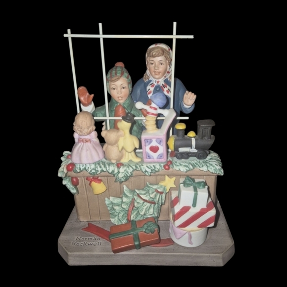 Vintage NORMAN ROCKWELL CHRISTMAS MUSEUM FIGURINE "HIGH HOPES" 6.25x5.5x4.5"